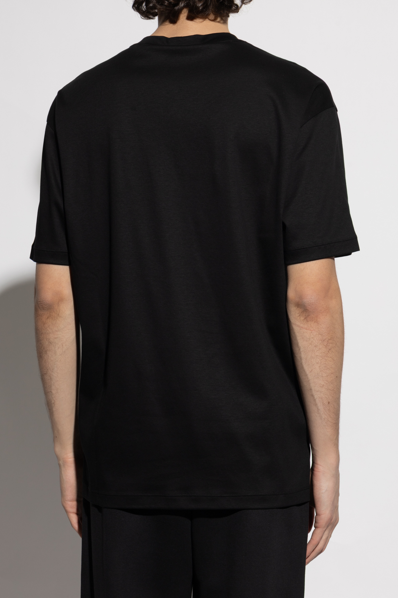 Tシャツ・カットソー GIORGIO ARMANI Men T-shirt Black GM001085TE10629U C001 Black T-shirt with printed logo Giorgio Armani - Vitkac Canada